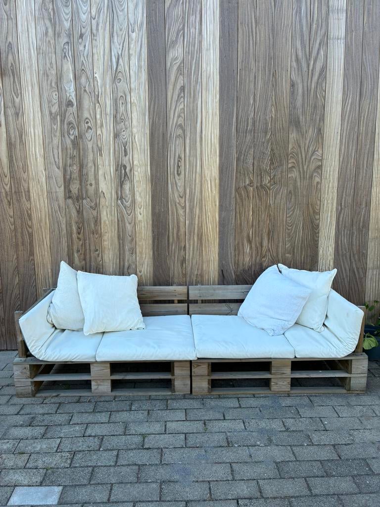 Tuinzetel van paletten met kussens, Ophalen, Gebruikt, Hout