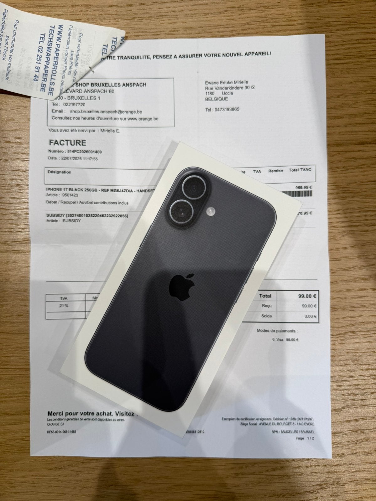 iPhone 17 Black 256 Go – NEUF & SCELLÉ (Garantie 2 ans), Enlèvement, Comme neuf, Noir