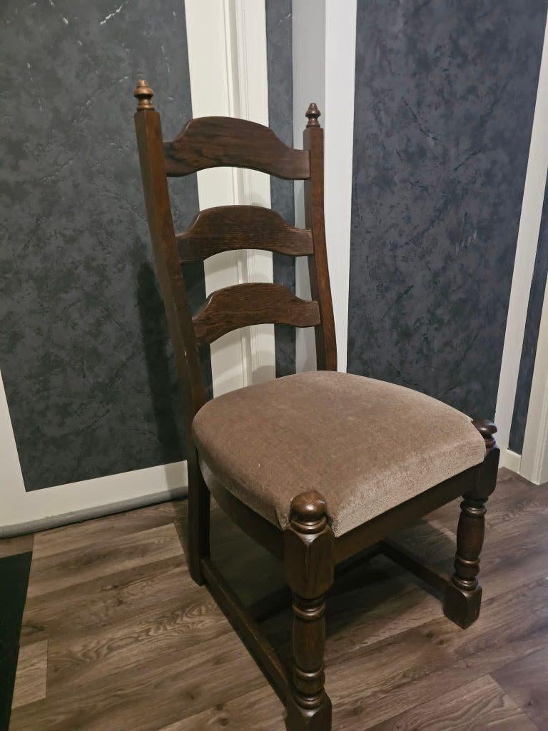 6 houten eetkamerstoelen, Ophalen, Zo goed als nieuw, Bruin, Hout