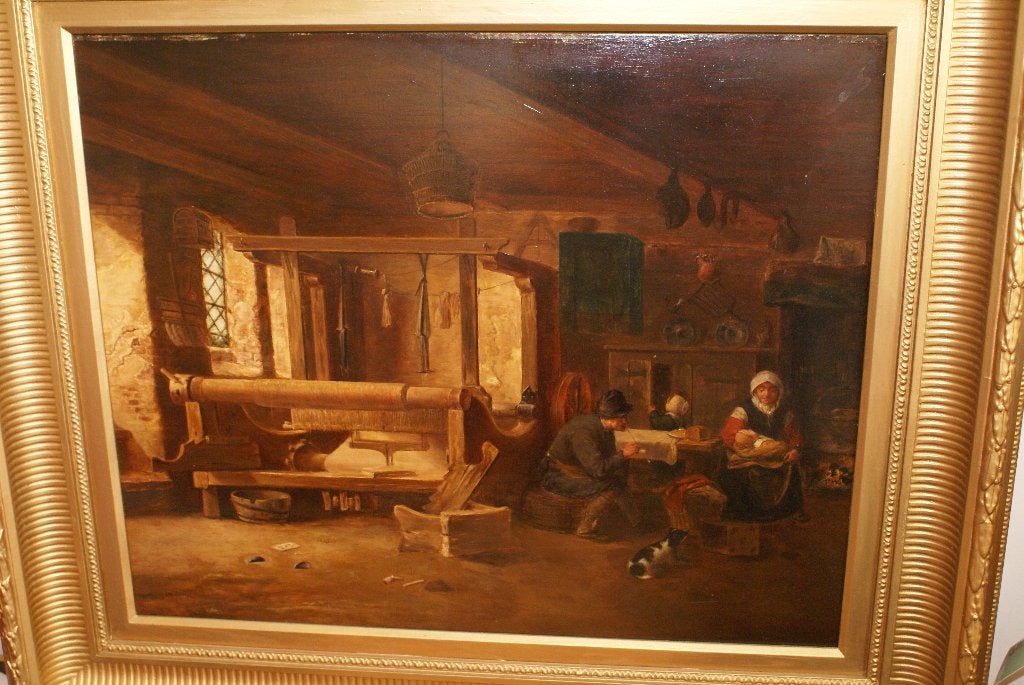 EXTRAORDINAIRE TABLEAU HUILE SUR PANNEAU DEBUT 19 ème, Enlèvement, Encadré, Peinture à l'huile, Panneau
