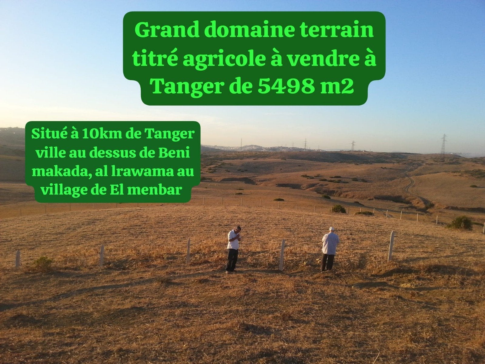 Landbouwgrond met grote titel en water in Tanger van 5498 m2, Tanger Maroc, Verkoop zonder makelaar, 1500 m² of meer