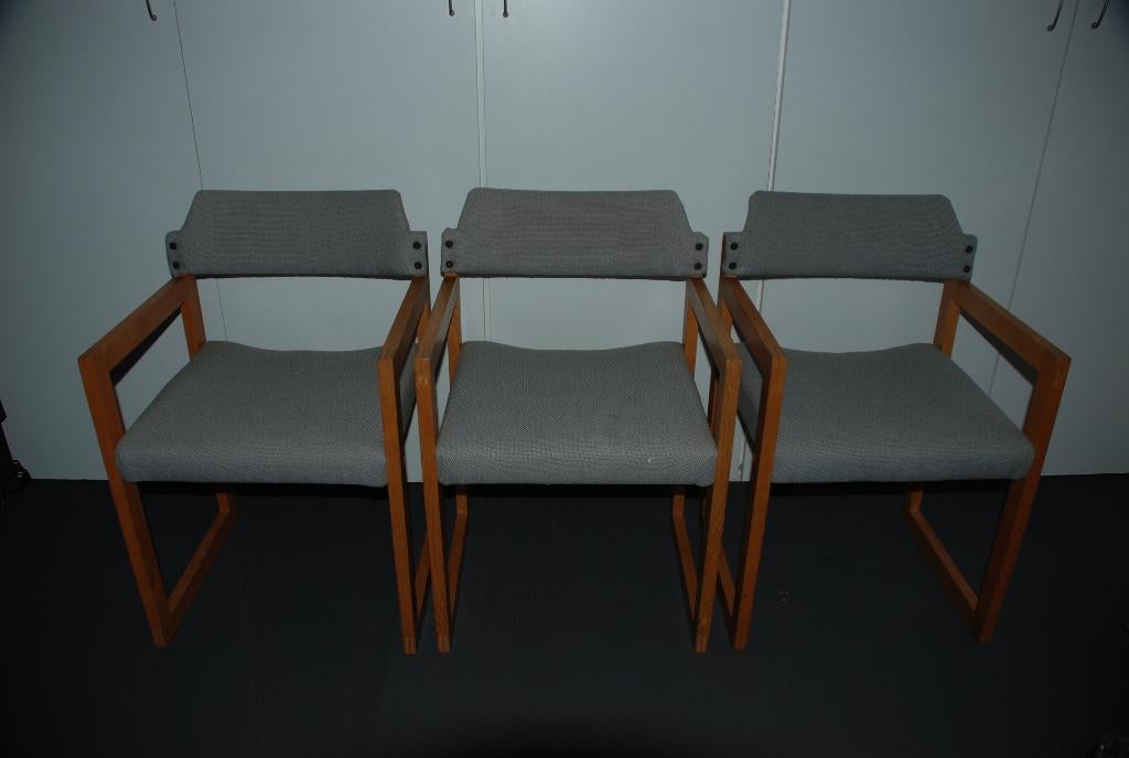 3 stoelen in stof/hout, Huis en Inrichting, Stoelen, Ophalen, Hout