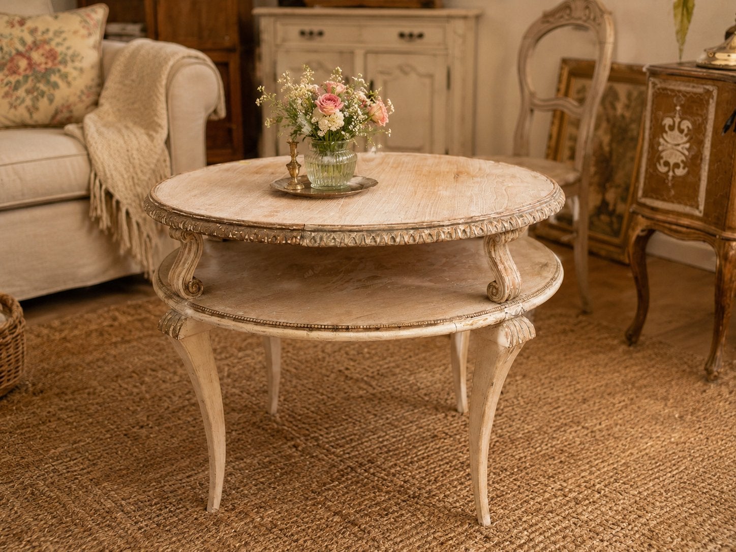 Vintage tafel met sierlijke details, Ophalen