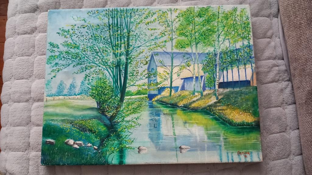 Schilderij gesigneerd Carlier 1991, Ophalen of Verzenden
