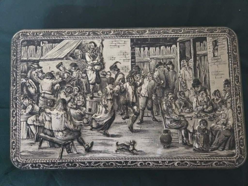 Vintage D.B.F. De Beukelaer koekjesblik - Teniers, Collections, Boîte en métal, Enlèvement ou Envoi, Utilisé