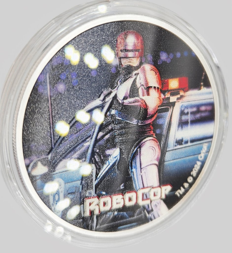 RoboCop 2024 Fiji 1 oz .999 Silver Color Coin – 50 Cents, Postzegels en Munten, Munten | Oceanië, Verzenden, Losse munt, Zilver