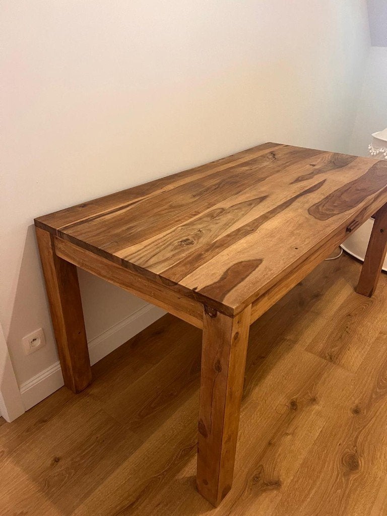 Eettafel / Bureau: massief sheesham hout, Huis en Inrichting, Tafels | Eettafels, Ophalen, Overige materialen, Gebruikt, 50 tot 100 cm