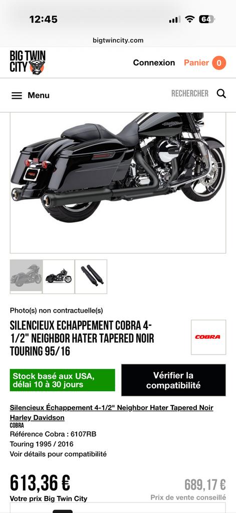 COBRA uitlaat voor harley touring, Motoren, Ophalen of Verzenden