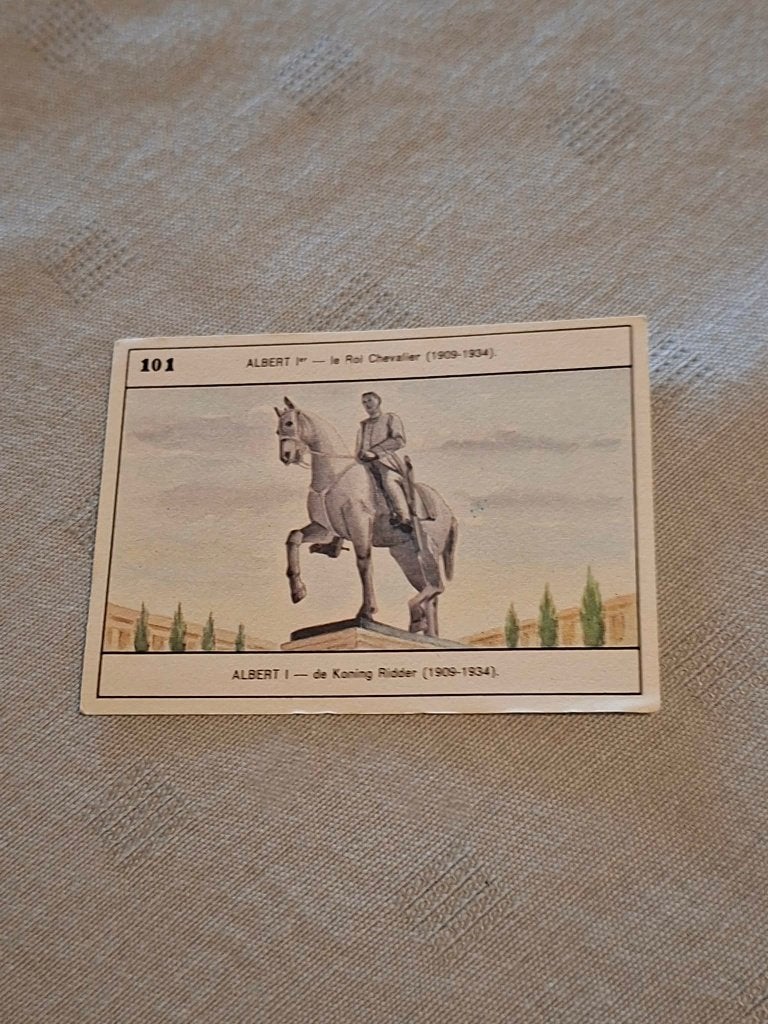 Prentje/Chromo : Albert I, de Koning Ridder (1909-1934), Collections, Enlèvement ou Envoi, Utilisé, Autres sujets/thèmes, Gravure
