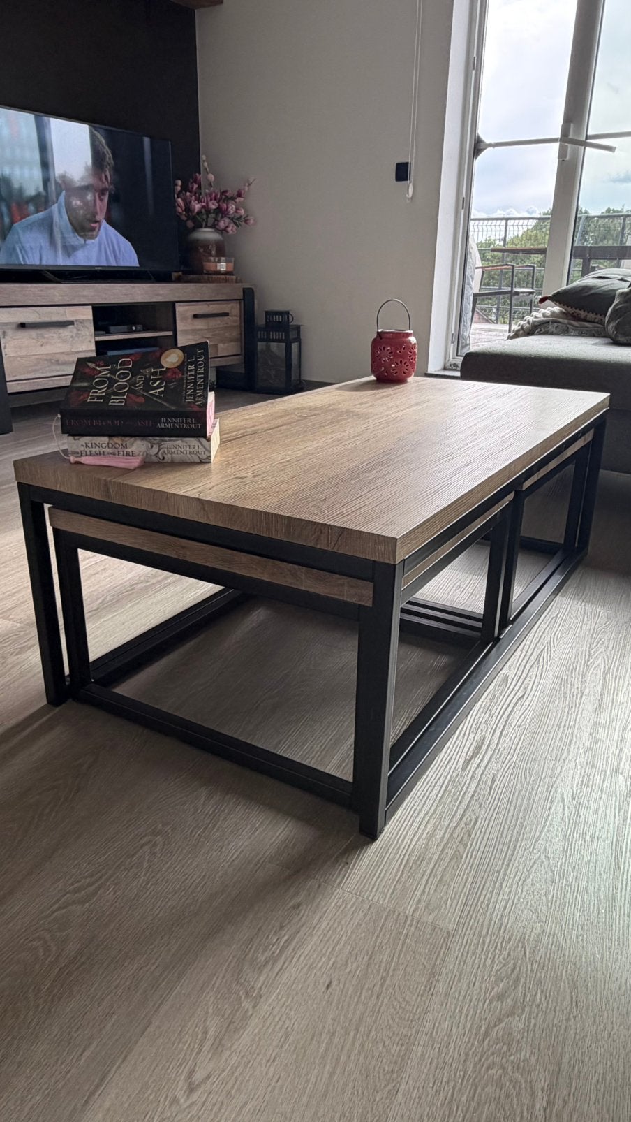 Salon tafel + twee bijzet tafeltjes, Ophalen, Zo goed als nieuw, Metaal