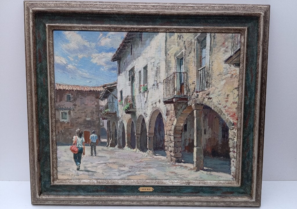 JORDI ROSICH ROJAS SCHILDERIJ SANTA PAU (GERONA), Doek, Ophalen of Verzenden, Olieverf, Gesigneerd