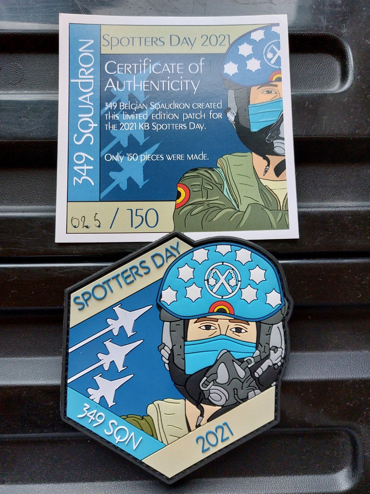 Patch Belgian Air Force 349 Squadron spottersday 2021, Verzamelen, Militaria | Algemeen, Verzenden, Luchtmacht, Embleem of Badge
