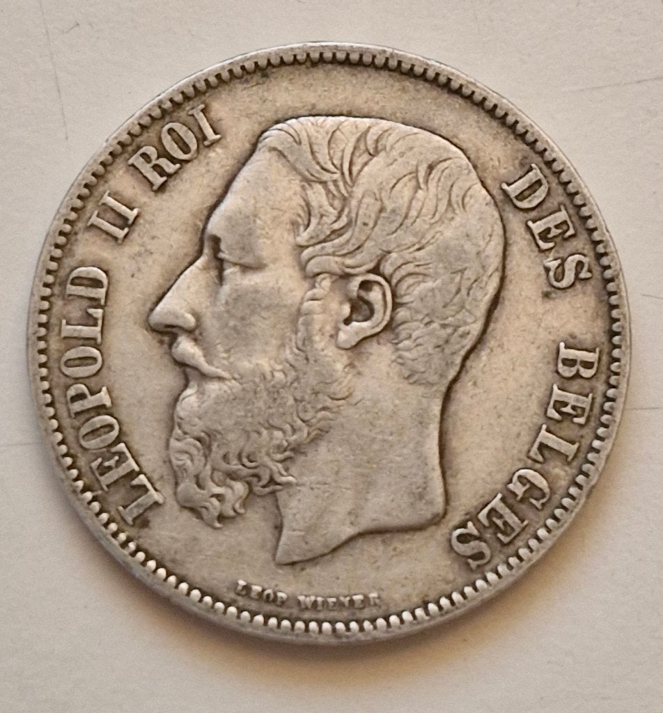 Pièce en argent du roi Léopold II, Enlèvement ou Envoi, Monnaie en vrac, Argent, Argent