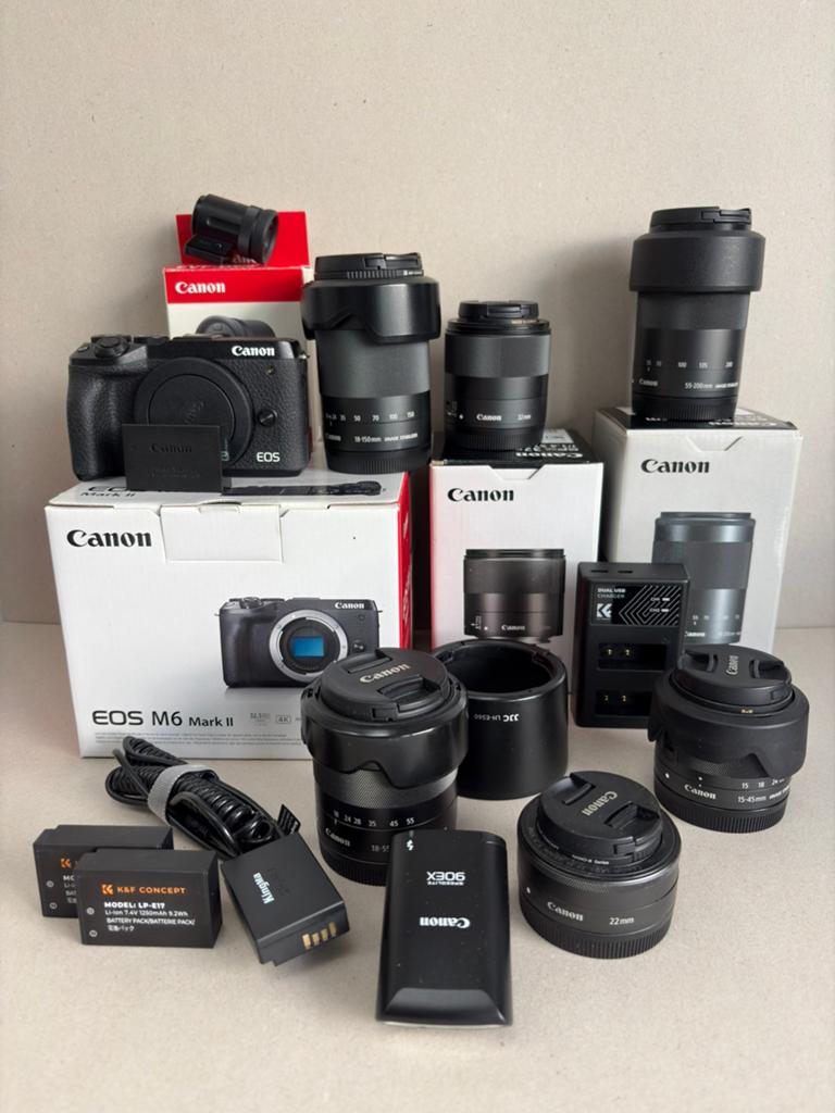 Canon m6 mark 2 + lenzen + accessoires, Ophalen of Verzenden, Zo goed als nieuw, 33 Megapixel, Canon