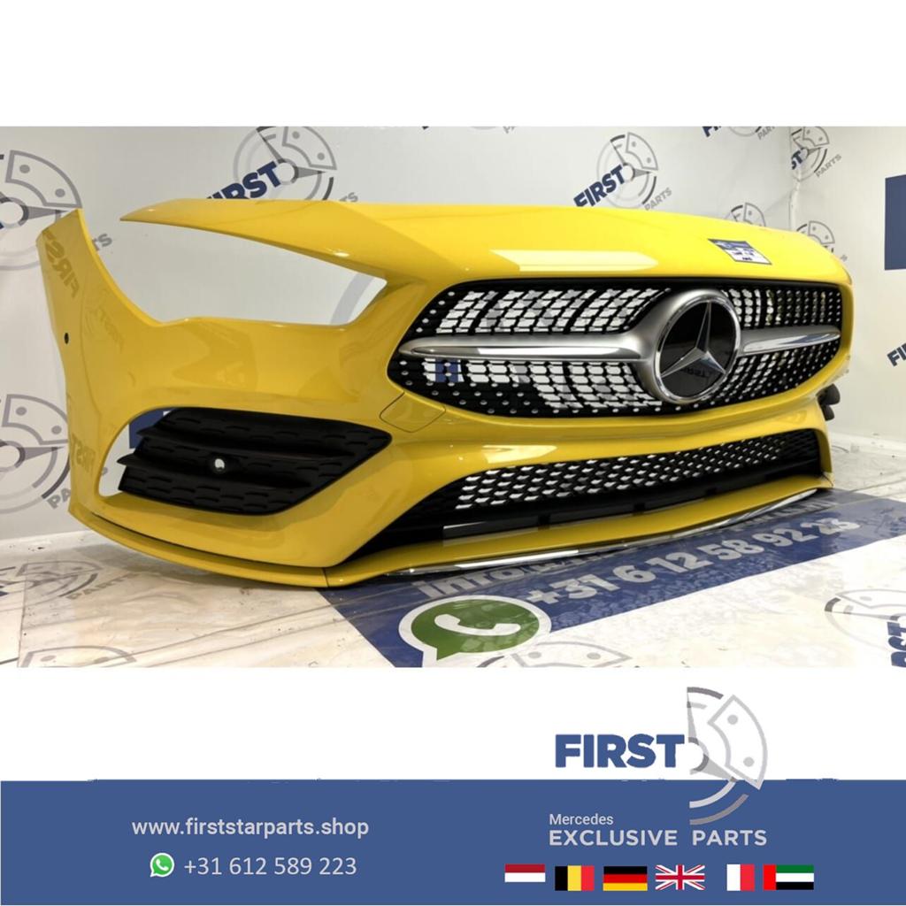 W118 C118 CLA AMG VOORBUMPER GEEL  + DIAMOND GRIL 2018-2023, Utilisé, -, Avant, -