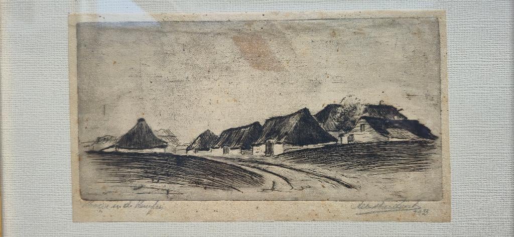 Ets ''Hoeve in de kempen'' uit 1933, Antiek en Kunst, Ophalen