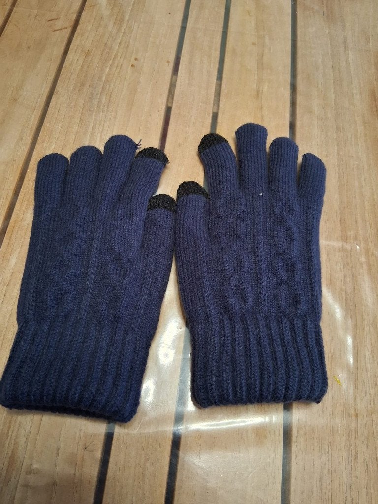 Donkerblauwe gebreide touchscreenhandschoenen, Kleding | Dames, Mutsen, Sjaals en Handschoenen, Onbekend, Nieuw, Ophalen of Verzenden