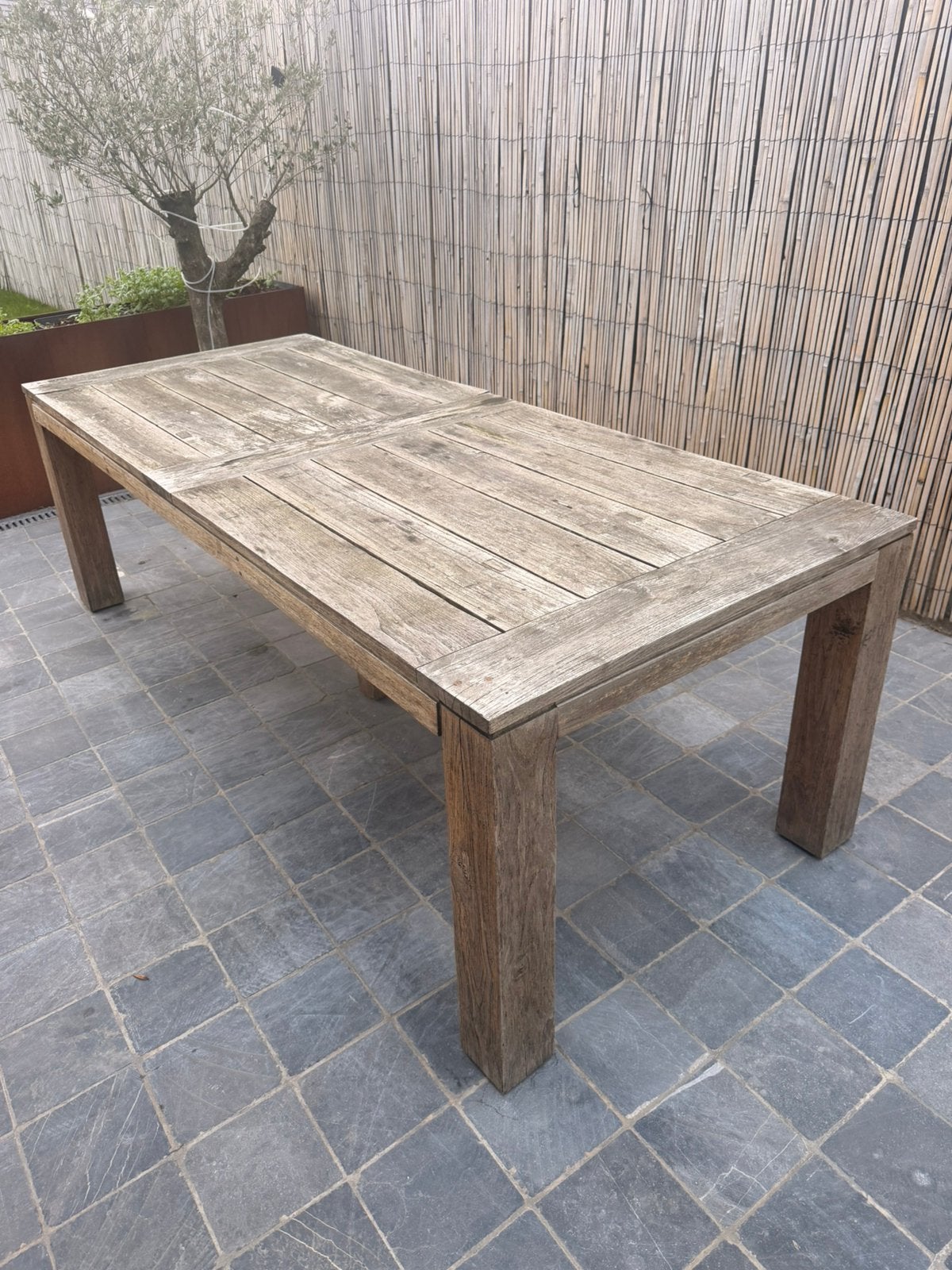 Teaken tafel, Tuin en Terras, Ophalen, Gebruikt, Rechthoekig, Hout