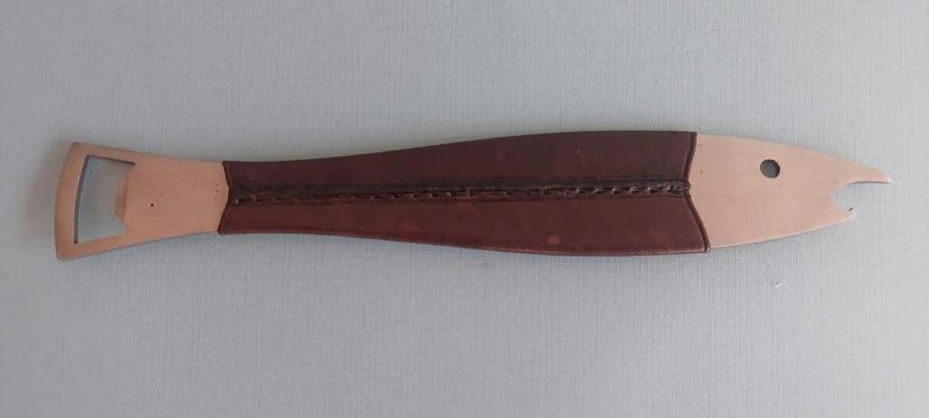 Carl Aubock leren flesopener Neptune 1960's, Ophalen of Verzenden