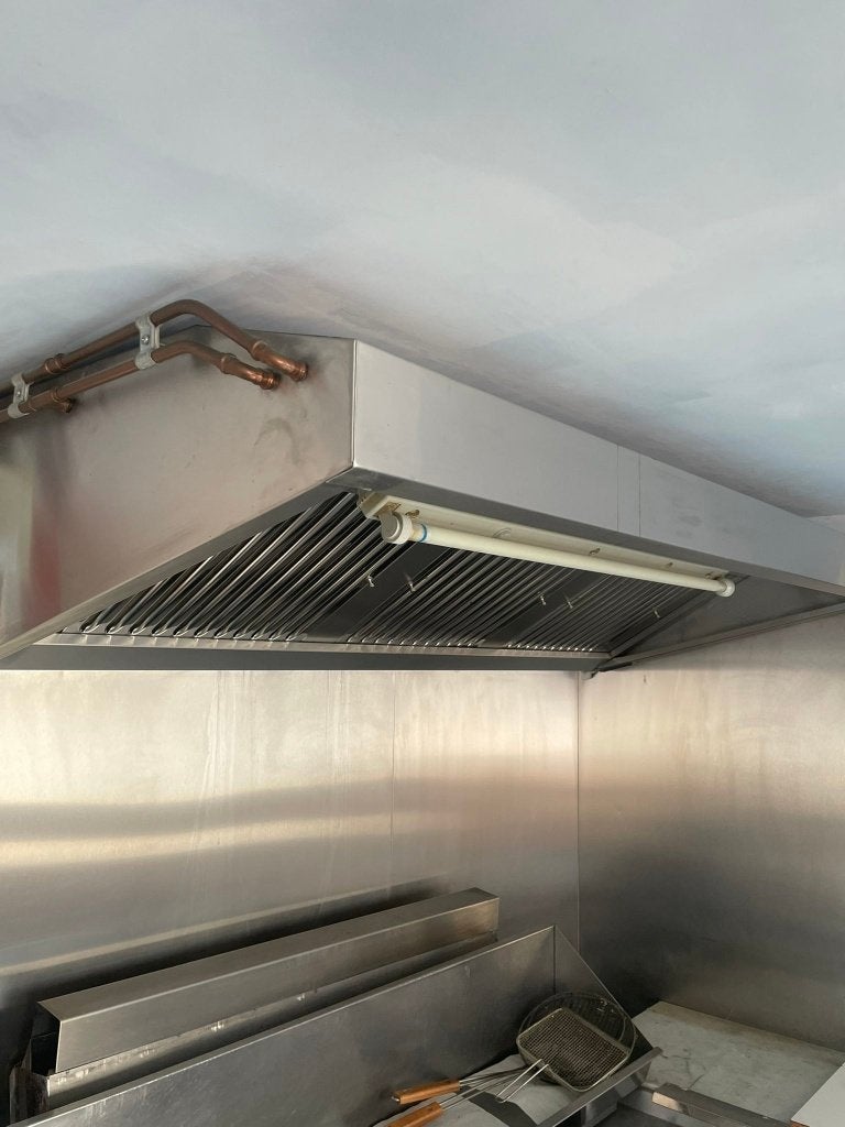 friteuse + hotte, Articles professionnels, Enlèvement, Utilisé, Cuisinière, Friteuse et Grils