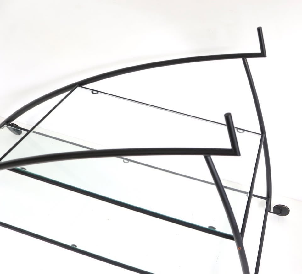 Gilles Derain Metal / Glass Trolley for Lumen 1980 France ., Enlèvement
