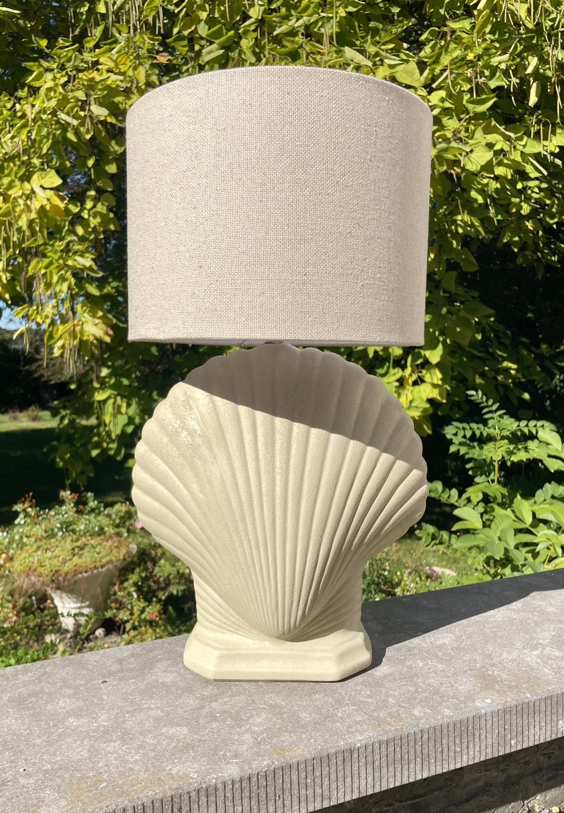 Vintage schelpen lamp, Huis en Inrichting, Beige, Ophalen, Zo goed als nieuw, Vintage