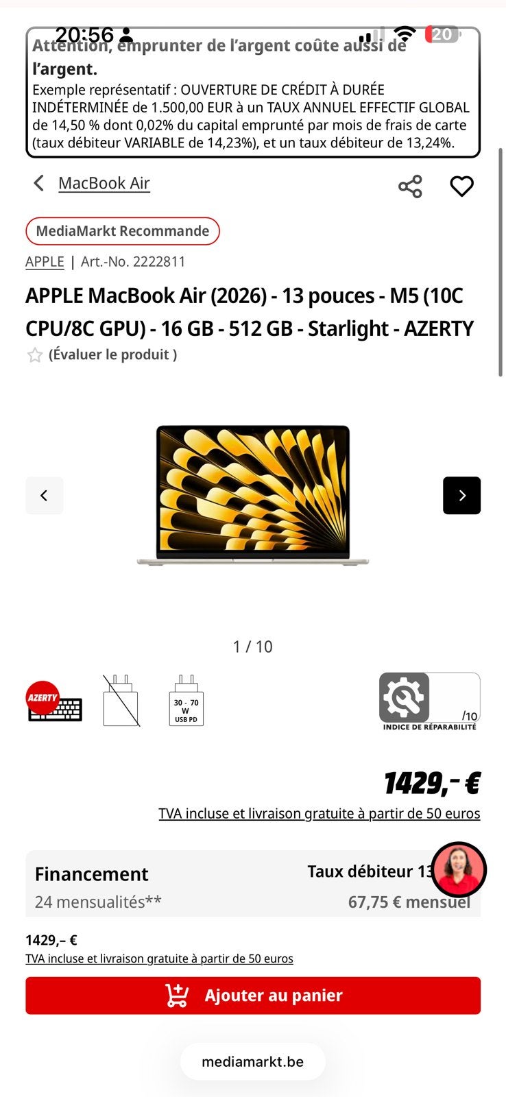 APPLE MacBook Air 2026 M5 - 16 GB - 512 GB - Starlight neuf, Informatique & Logiciels, Neuf, Enlèvement ou Envoi, 13 pouces, 512 GB