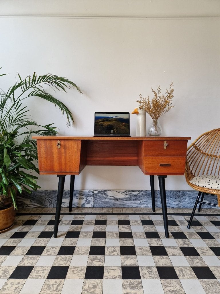 Vintage sixties bureau | midcentury thuiswerkplek | retro, Vintage, Avec tiroirs, Enlèvement, Utilisé