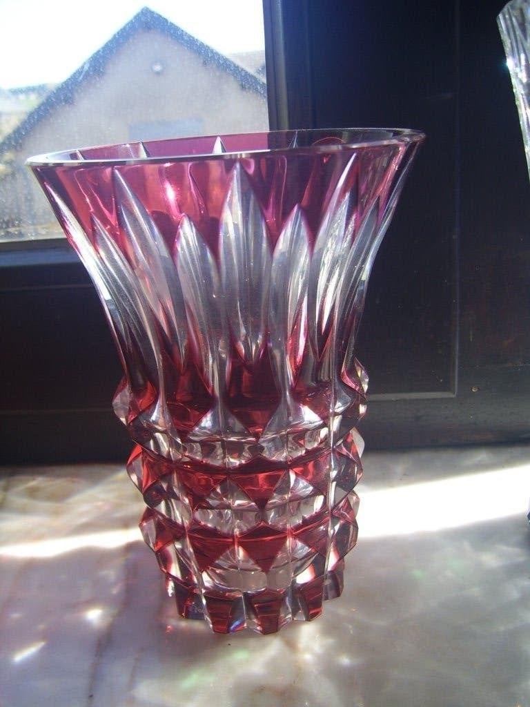 très beau vase en cristal du val saint lambert signé, Antiquités & Art, Enlèvement ou Envoi
