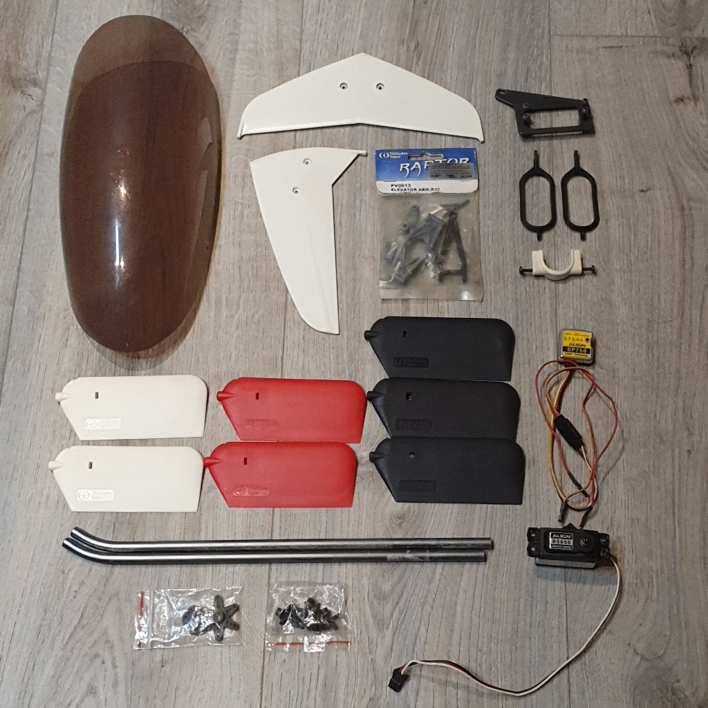 Raptor 50 onderdelen + Align DS650 & GP750 staartset, Ophalen of Verzenden, Nitro, Helikopter