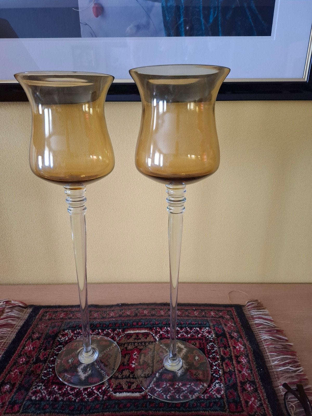 twee mooie glazen op voet 50 cm hoog, Antiek en Kunst, Ophalen