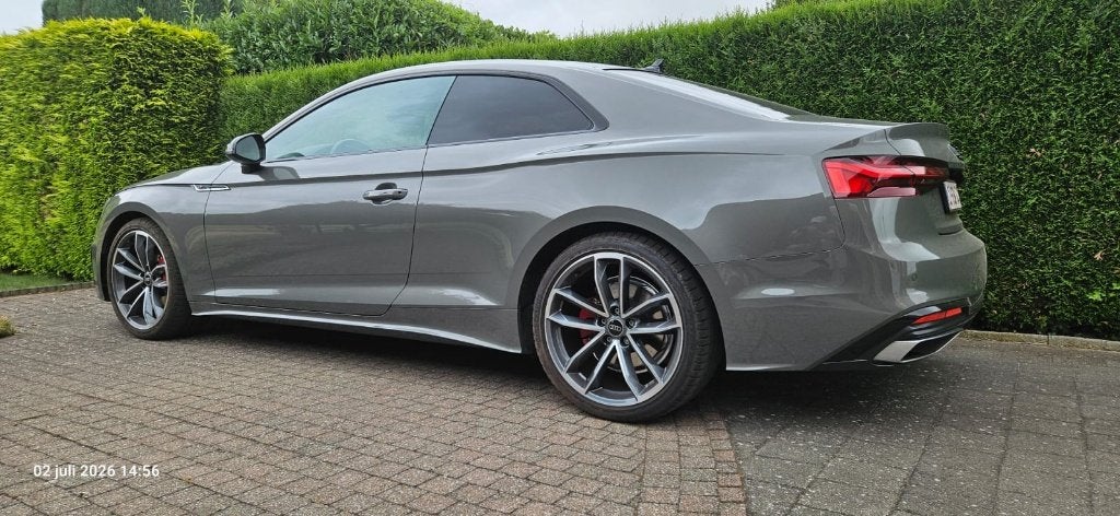 A5 Coupé 40 TFSI S-line, qatro, 04/2028, trekhaak, matrix., Autos, Cuir, Argent ou Gris, Entretenue par le concessionnaire, Noir
