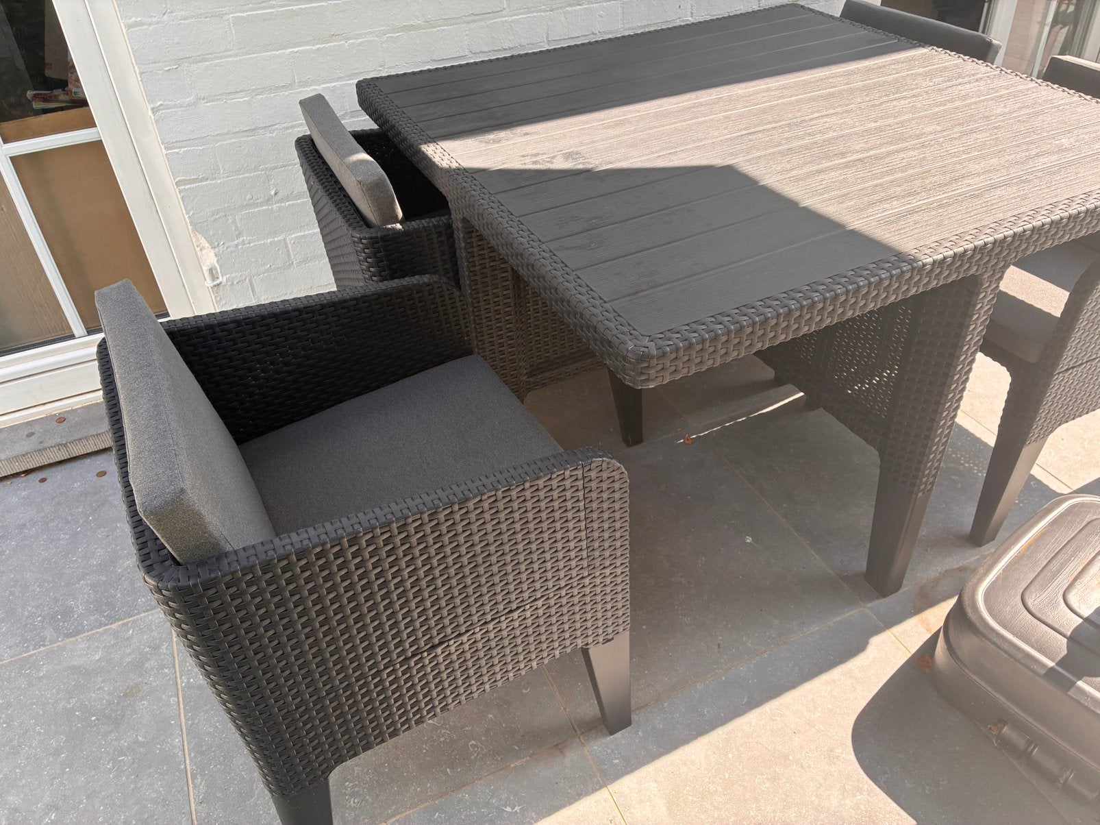 Tuinset met parasol en voet, Tuin en Terras, Ophalen, Zo goed als nieuw, Tuinset