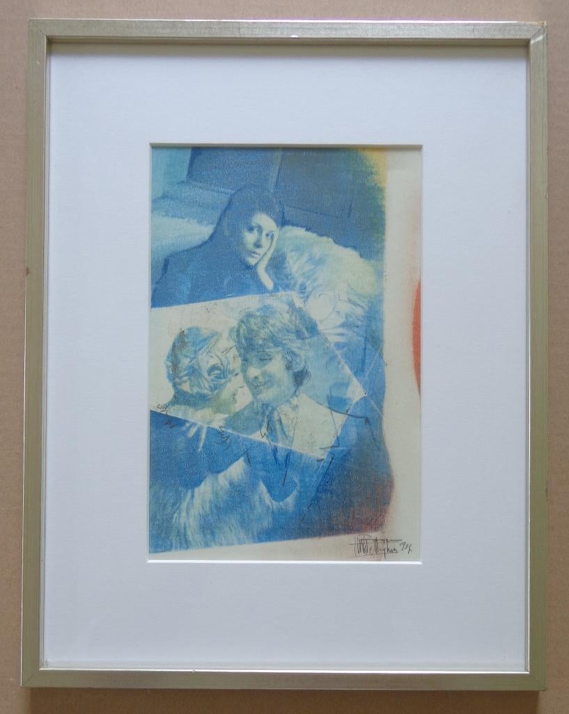 ROGER VAN BELLEGHEM / JALOEZIE / ORIGINEEL / 37x29cm KADER, Antiquités & Art, Art | Peinture | Moderne, Enlèvement ou Envoi, Verre