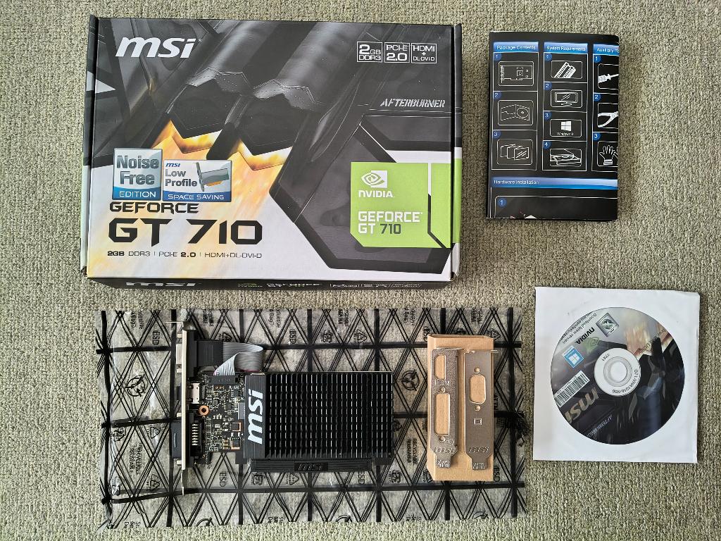 MSI GeForce GT 710 Low Profile 2GB PCIe, Computers en Software, Videokaarten, Zo goed als nieuw, Nvidia, PCI-Express 2.0, GDDR3