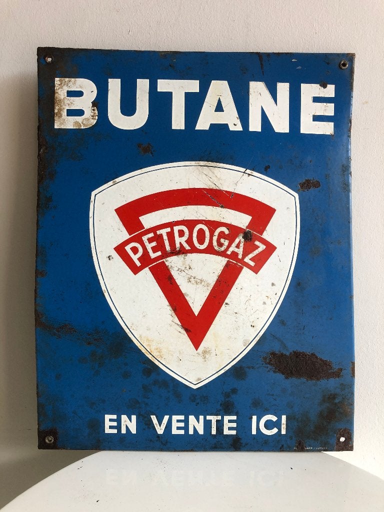 Vintage Emaille reclamebord, Ophalen, Gebruikt