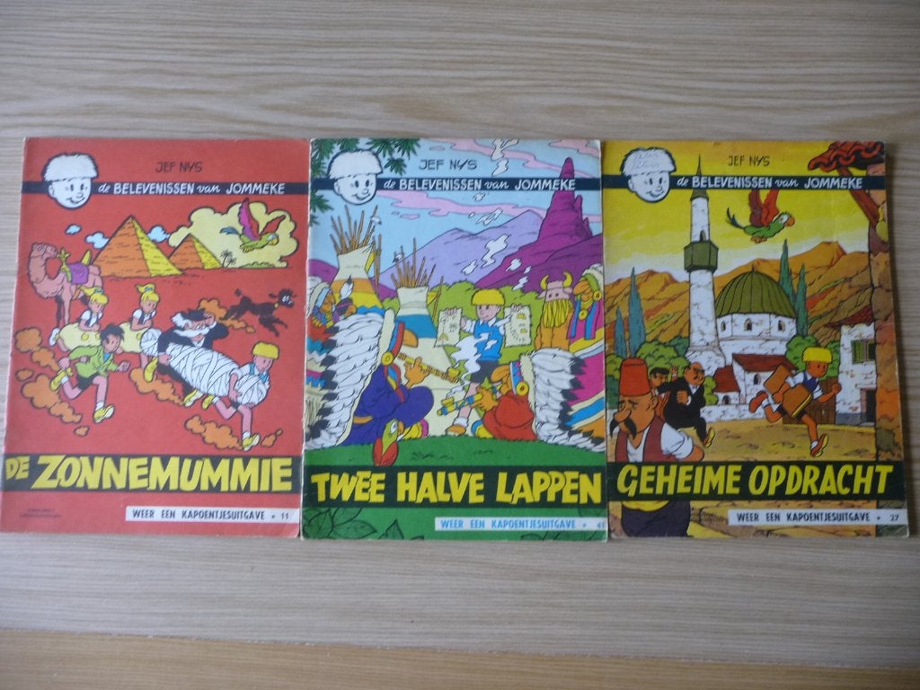 Jommeke - 3 oude strips, Gelezen, Jef Nys., Ophalen of Verzenden, Meerdere stripboeken
