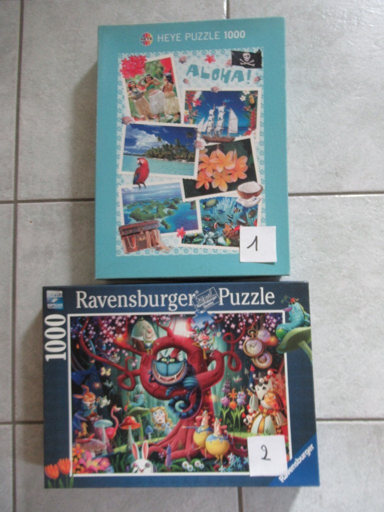 2 leuke volledige puzzels van 1000 stukjes, Ophalen, 500 t/m 1500 stukjes, Gebruikt, Legpuzzel
