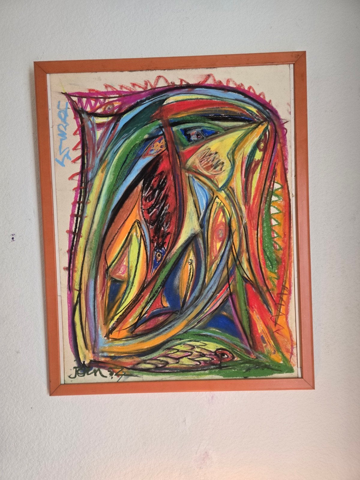 Tekening, pastelkrijt, karton door Jorn Asger 1951 #COBRA De, Ophalen of Verzenden