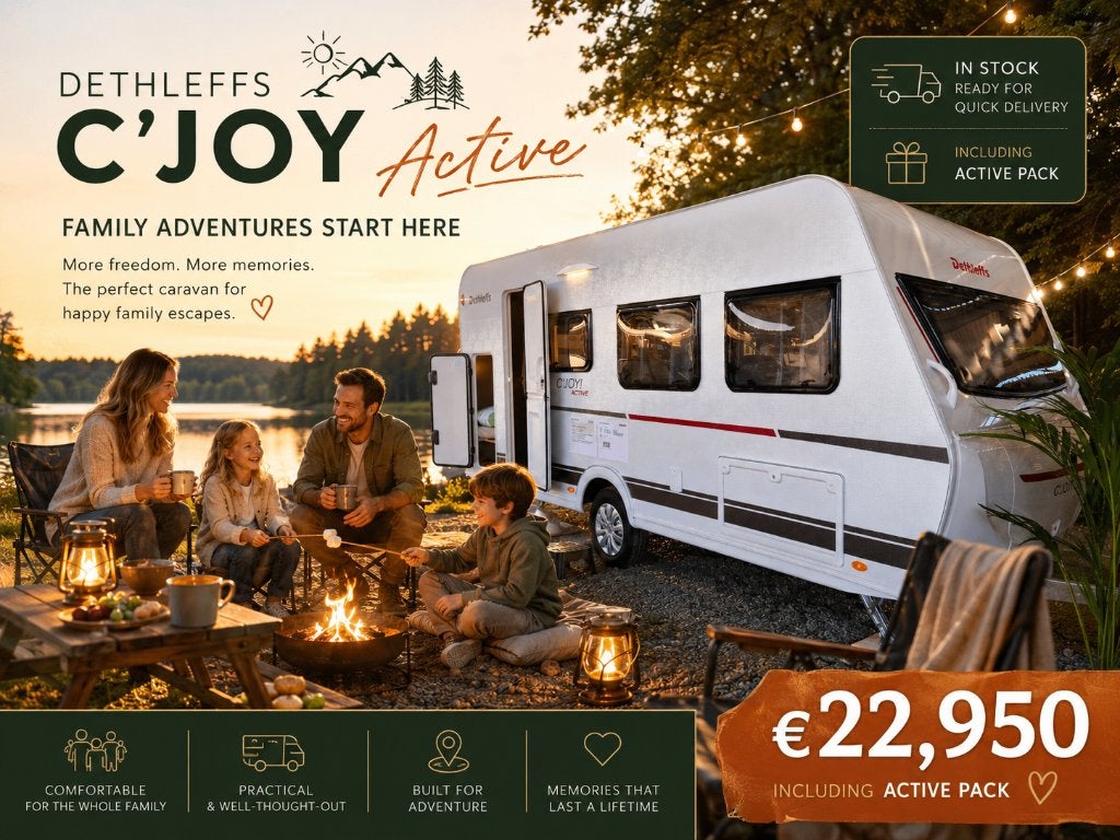 Dethleffs C’joy 480 QLK “Active”, Bedrijf, Treinzit, 750 - 1000 kg, Schokbreker