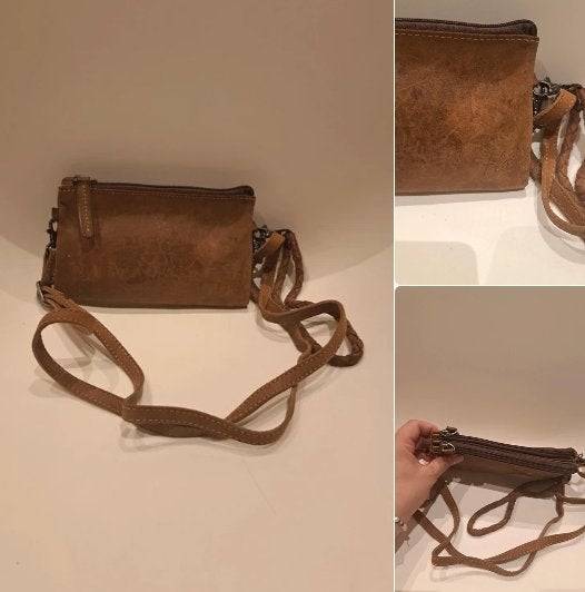 Flo leren handtas-portefeuille, Handtassen en Accessoires, Ophalen, Gebruikt