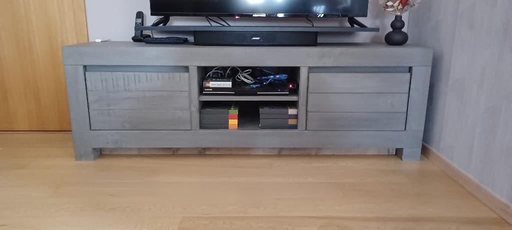 TV meubel + salontafel, Ophalen, 150 tot 200 cm, Eikenhout, Zo goed als nieuw
