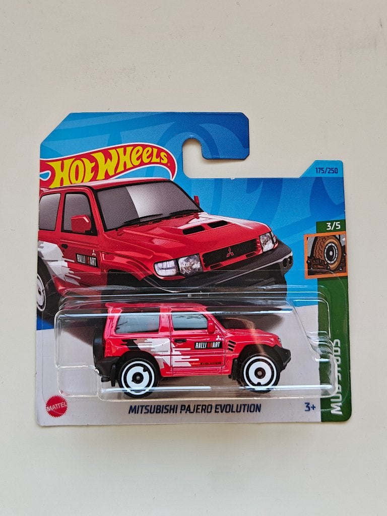 Hot Wheels Mitsubishi Pajero Evolution Rood Mud Studs, Hobby en Vrije tijd, Ophalen of Verzenden, Zo goed als nieuw, Auto