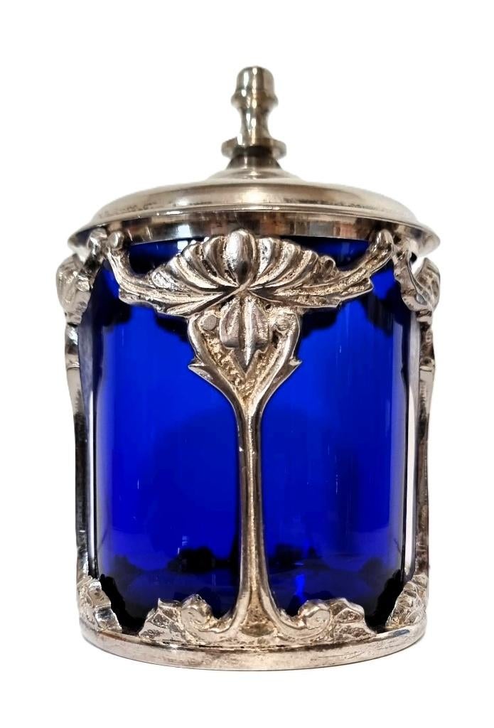 Art-Deco dekselpot met zwaar verzilverde montuur., Ophalen of Verzenden