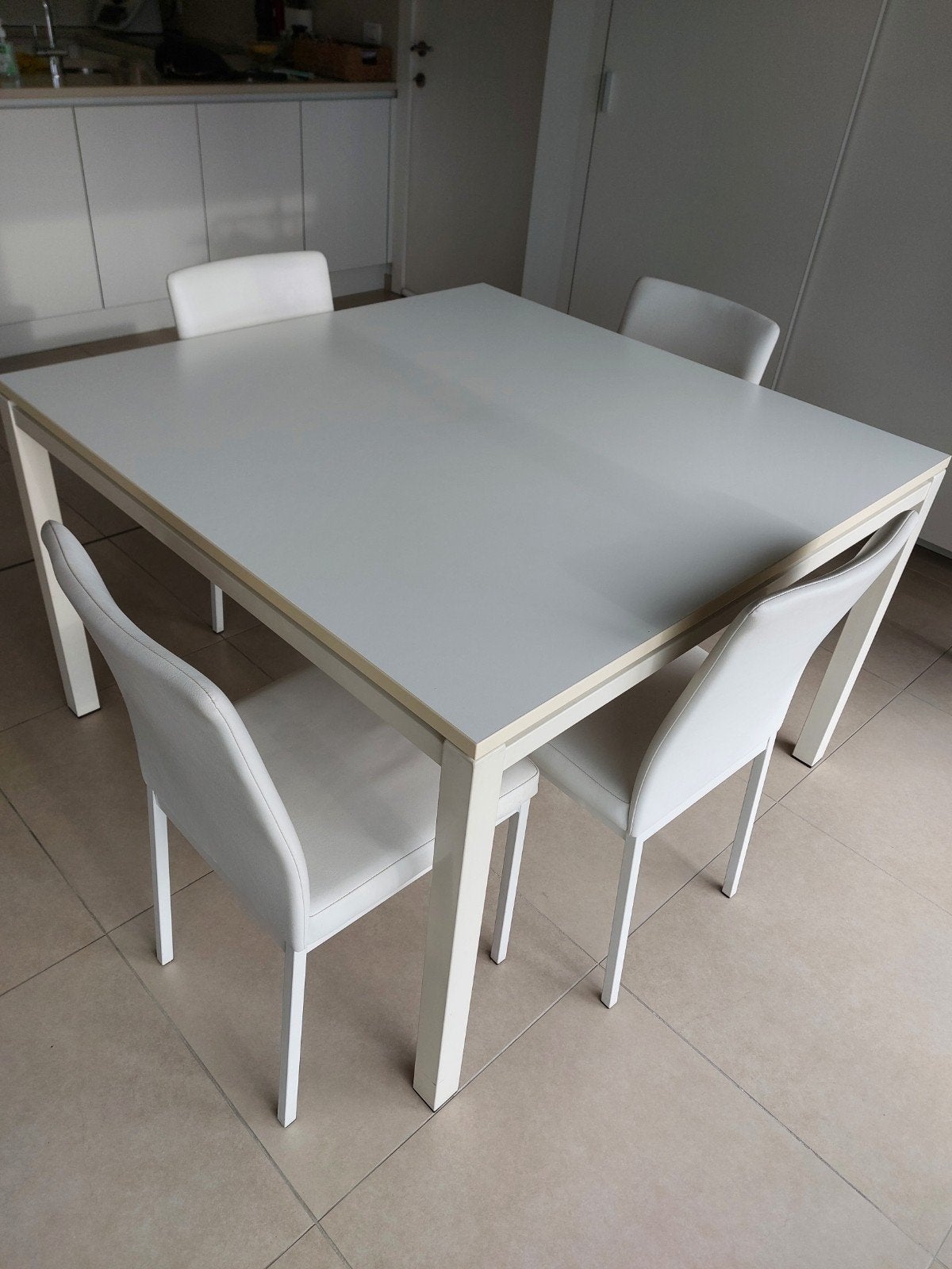 keukentafel 120x120 wit, Ophalen, Gebruikt, Vierkant