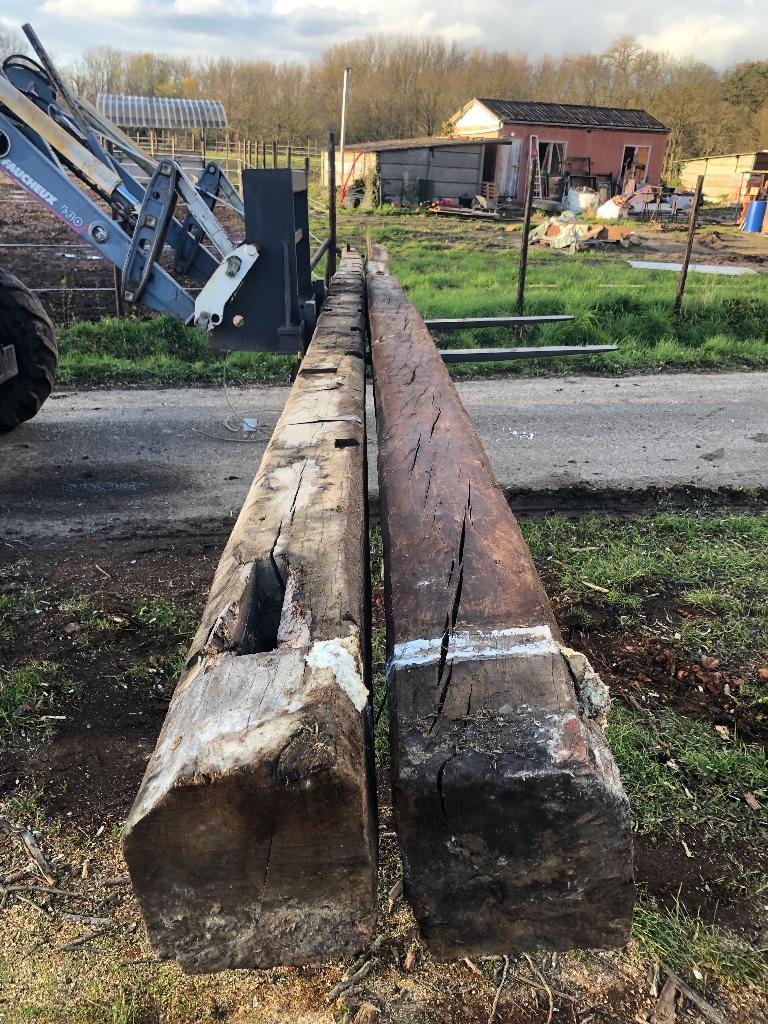Eiken balken, Doe-het-zelf en Bouw, Hout en Planken, Gebruikt, Balk, Eiken, 300 cm of meer, 25 tot 50 mm, Ophalen