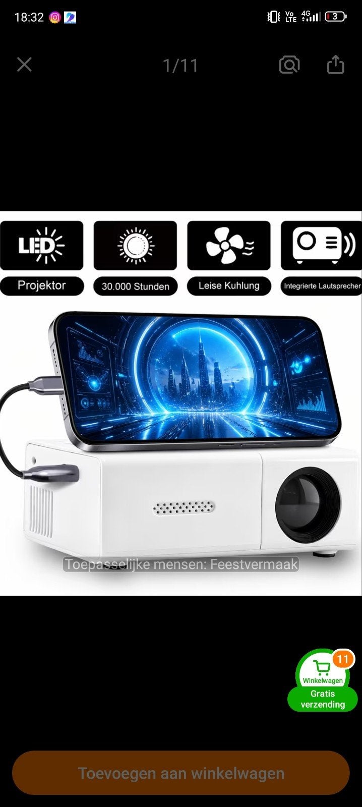 Mini Video Projektor, Ophalen of Verzenden