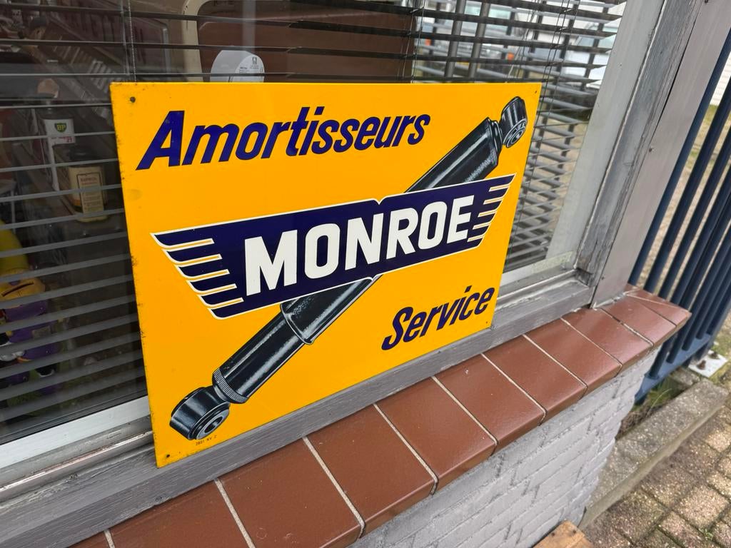 Ancien panneau publicitaire MONROE Shock Absorbers, Enlèvement ou Envoi, Utilisé, Panneau publicitaire