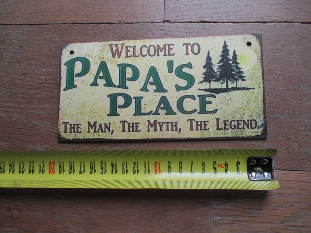retro vintage metaal bordje welcome to papa’s place, Verzamelen, Ophalen of Verzenden, Nieuw, Reclamebord