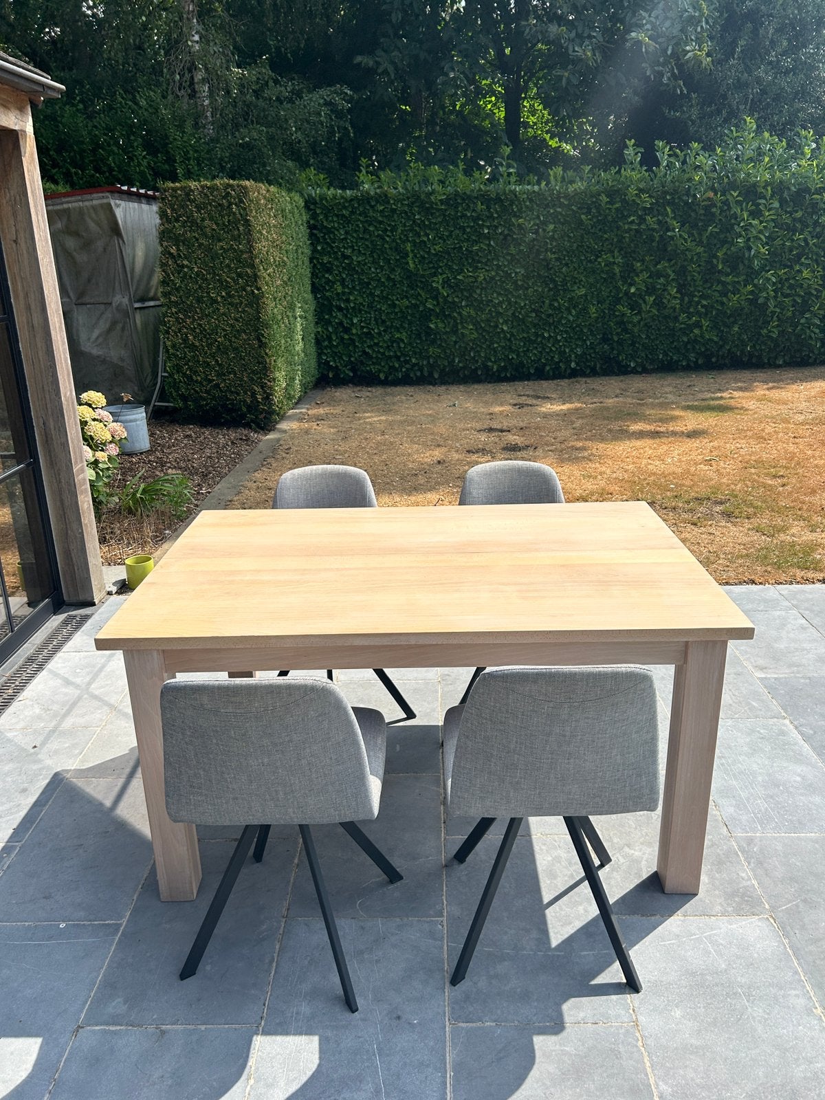 Tafel met 4 stoelen, Ophalen, Gebruikt, 100 tot 150 cm, Eikenhout